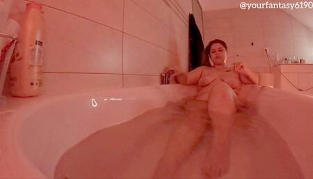 Smoking while taking a bath in sexy red light