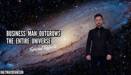 Giant growth - Business man outgrows the entire universe