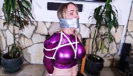 Cagney Tight wants to go party, instead she'll spend the night tied to a chair and wraparound tape gagged!