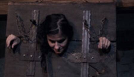 The acccused stable maid gets punished at the medieval pillory