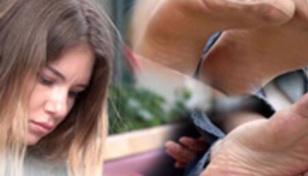 Nylon socks cover Teresas dirty feet and soles - 12299 UHD 4K