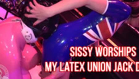 Sissy Worships My Latex Union Jack Dress