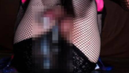 Femboy cums in fishnets and on butt!