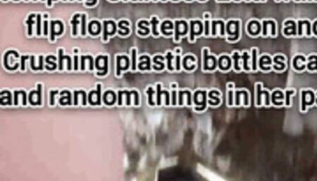 Mkv Stomping Giantess Lola walks in flip flops stepping on and Crushing plastic bottles cans and random things in her path mkv
