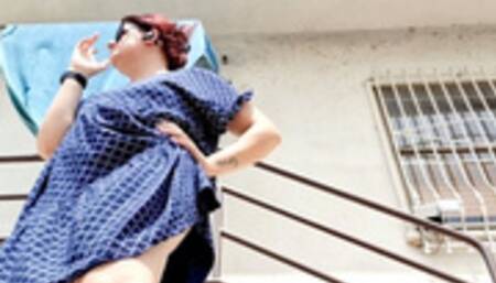 Milf smokes in front of her house while showing you her beautiful shapes 1080HD