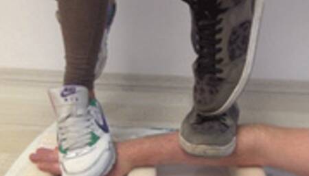 Two girls trampling on arms! - Remastered (MP4 FULL HD)