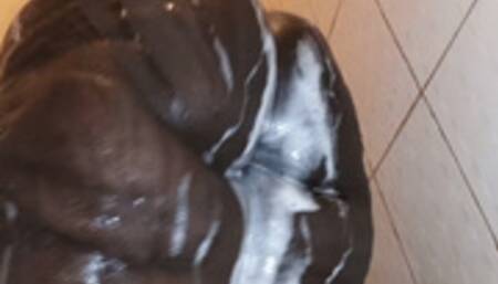 I'm taking a hot shower and lather my heaving wobbly booty with soap Feast your eyes and witness them get spread towards the end