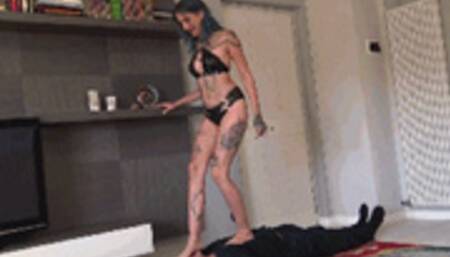 LILLI BAYLE - I don't care if you're dying, you must lick my feet - EXTREME facetrampling, throatstanding, foot domination, foot gagging