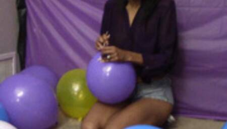 Teasing Balloons On The Floor In My Tiny Shorts