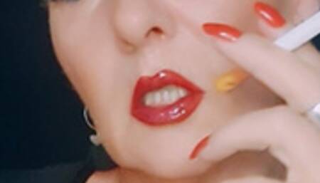 Close up powerful intensly chainsmoke of your SmokerQueen - Mistress smoke - 2 Camel 100s