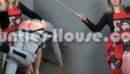 Slippered then thrashed by Miss Hall