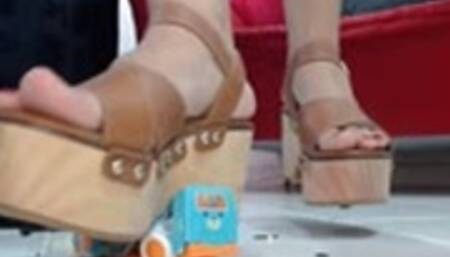 Crushing the litttle bus with my steve madden wooden sandals the end of his time