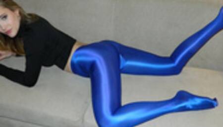 Athena Fleurs Blue Super Glossy Tights with 80's Role Playing JOI! HD Video! Rub one out! Nothing has changed! You go home and watch girls in these tights and jerk off all alone!"