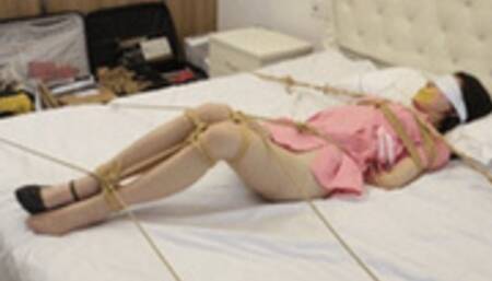 XY Bondage 93 - Beautiful Japanese Nurse Tickled On Bed With Rope