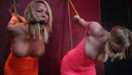 ~Bella Ink & Vivica Lase~ Guilt by Association Two Topless Blonde Beauty's Struggle in Kneeling Strappado HDmp4