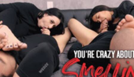 Nara and Nyx does a double foot smelling blowjob handjob on their boyfriends (1080 EN-sub)