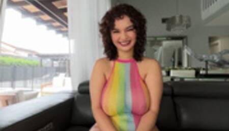 Huge Titty babe Crystal Chase gets fucked in Rainbow Fishnets for Big Creampie