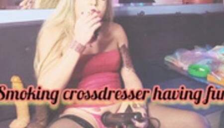 Smoking Crossdresser having fun - SFL224