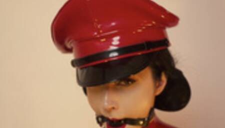 Goddess in red catsuit tied with ropes (720p)