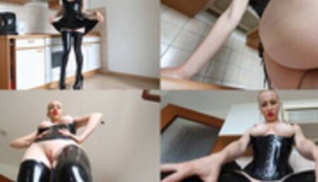 Lustful Katya has fun in the kitchen