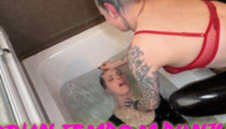 Lesbian Femdom Dunking with Anura Laas and Mina the Sinner