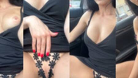 Boobs flashing in a car while driving