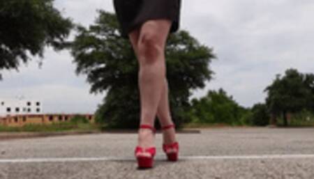 Red High Heels Outdoors