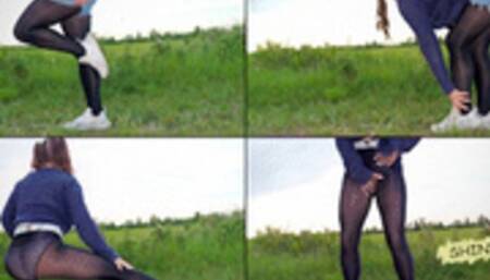 398 Perfect ass in Pantyhose outdoors [FHD]