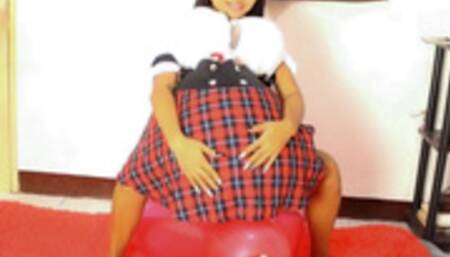 Sexy Schoolgirl Camylle Rides Your Magic Balloon For Big Belly And BOOBS