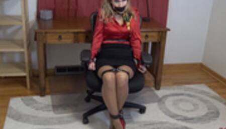 Blair Blouson Bound And Gagged In a Chair with Leather Restraints HD