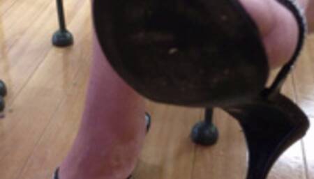 OMG What Did She Step In Dirty Sandal Soles & Upskirting Deb Under the Table at Bashas'