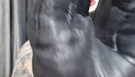 Leather gloves handjob and ass fingering POV - [720p]