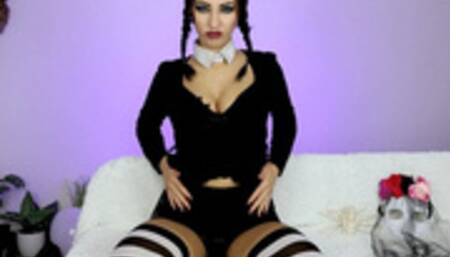 Wednesday Addams sloppy blowjob with facial