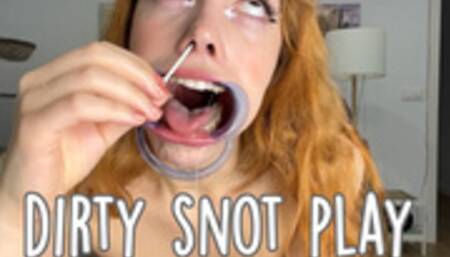 DIRTY SNOT PLAY wide mouth tasting snot and spitting on tits