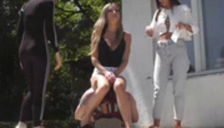 Three mistresses under the bottom on the terrace wmv