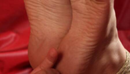 Cheryl: topless barefoot girl in black panties, hogtied with hemp rope, is tickled on the floor by a man (HD MP4)