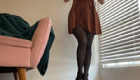 Pantyhose Girlfriend Striptease And Masturbation