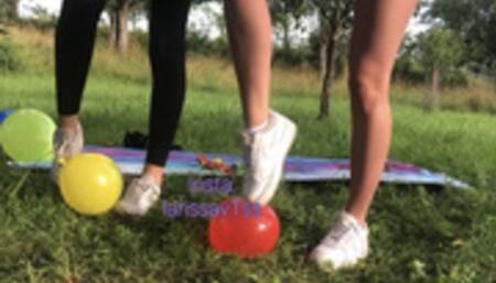 balloon burst with shoes