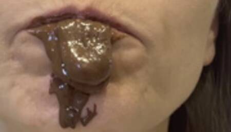 Chocolate Eating, Chocolate Spit and Chocolate Saliva dripping from my mouth (HD)