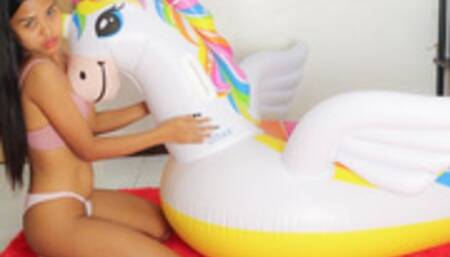 Sexy Camylle Sensually Rides Your New Inflatable Unicorn