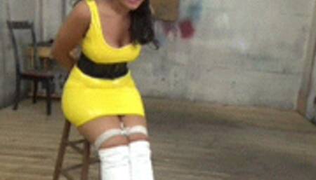 Little brown girl gags herself for her first upside-down suspension (MP4 HD 6000kbps)