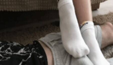 footjob in white socks a