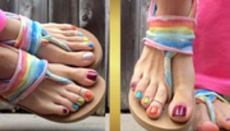 Skittle Toes (Rainbow Sandals + Sparkle Heels)