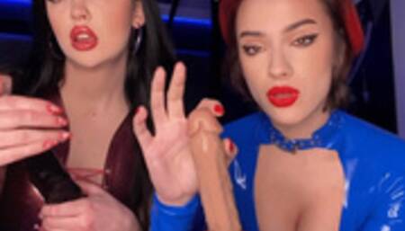 Jerk Off Instructions by 2 Latex Mistresses POV - [720p]