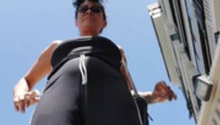 Fee fi fo fum I smell tiny human STOMPING Giantess Towers over you trying to crush you under her huge soles 720p