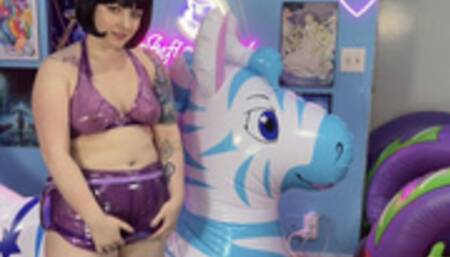 Purple Inflatable Shorts Ride On Inflatable Zebra