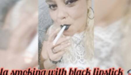 Paula smoking with black lipstick - PSS001