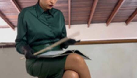 YFYE Caned and whipped by the elegant leather and silk Goddess Kalinda