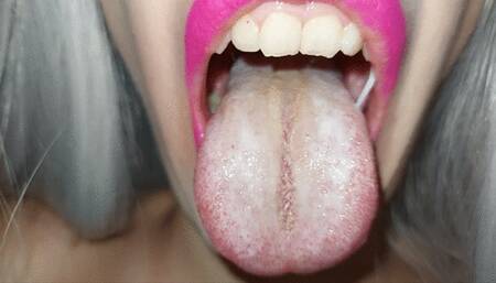 white tongue very close to camera - 4k