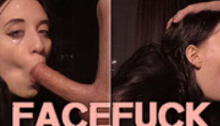 Client Hard FaceFuck Escort Girl's Dirty Mouth till Tears. Best Deepthroat